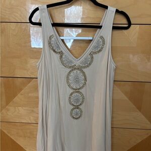 Lilly Pulitzer Cream and beige Top or swing mini dress with Gold Accents